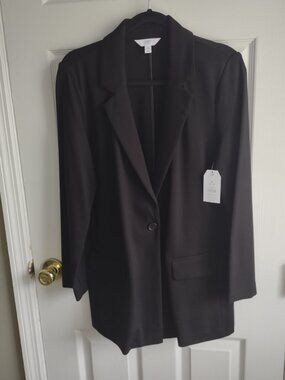 Black ponte stretch blazer - boyfriend jacket - NWT - size M - oversized